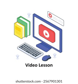 Video Lesson isometric Colored illustration. EPS File stock illustration