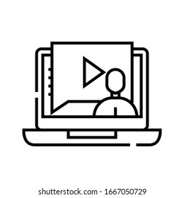 Video lesson line icon, concept sign, outline vector illustration, linear symbol.