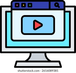 Video Lesson Line Vector Icon Design