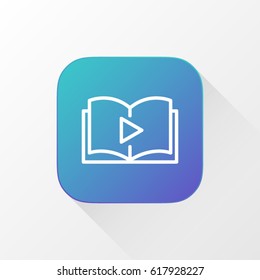 Video Lesson Service application for mobile phone. Line flat vector icon, button and website design. Illustration isolated on white background. EPS 10 design, logo, app, infographic.