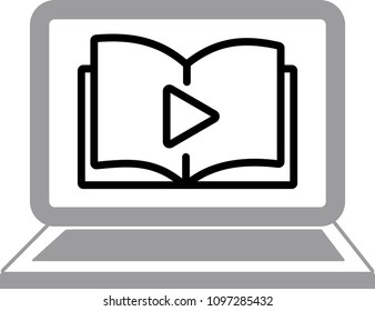 Video Lesson Service line flat vector icon for mobile application