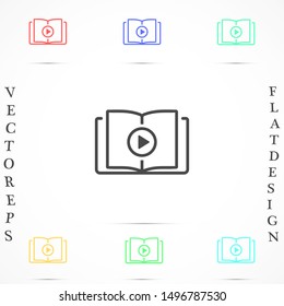 Video Lesson Service line flat vector icon for mobile application, button and website design. Illustration isolated on white background. EPS 10 design, logo, app, infographic.
