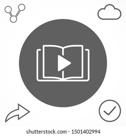 Video Lesson Service line flat vector icon for mobile application, button and website design. Illustration isolated on white background. EPS 10 design, logo, app, infographic.
