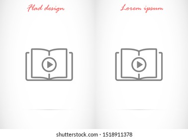 Video Lesson Service line flat vector icon for mobile application, button and website design. Illustration isolated on white background. EPS 10 design, logo, app, infographic.
