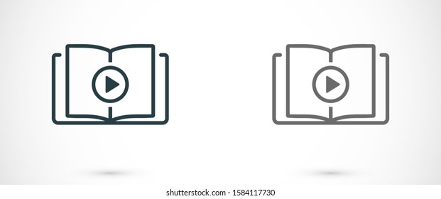 Video Lesson Service line flat vector icon for mobile application, button and website design. Illustration isolated on white background. EPS 10 design, logo, app, infographic.
