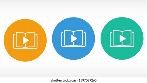 Video Lesson Service line flat vector icon for mobile application, button and website design. Illustration isolated on white background. EPS 10 design, logo, app, infographic.
