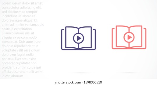 Video Lesson Service line flat vector icon for mobile application, button and website design. Illustration isolated on white background. EPS 10 design, logo, app, infographic.
