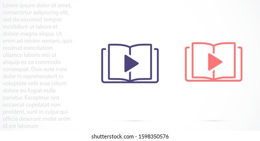 Video Lesson Service line flat vector icon for mobile application, button and website design. Illustration isolated on white background. EPS 10 design, logo, app, infographic.
