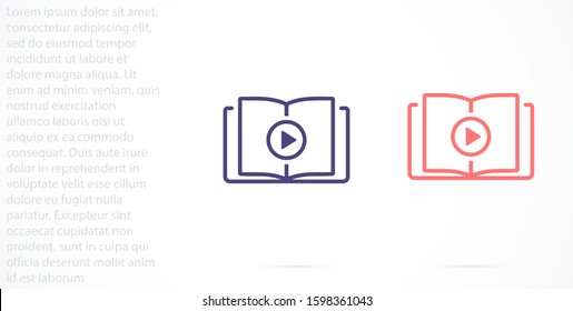 Video Lesson Service line flat vector icon for mobile application, button and website design. Illustration isolated on white background. EPS 10 design, logo, app, infographic.
