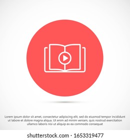 Video Lesson Service line flat vector icon for mobile application, button and website design. Illustration isolated on white background. EPS 10 design, logo, app, infographic.