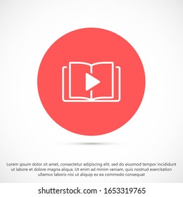 Video Lesson Service line flat vector icon for mobile application, button and website design. Illustration isolated on white background. EPS 10 design, logo, app, infographic.