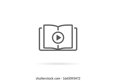 Video Lesson Service línea plana vectorial icono para aplicaciones móviles, botones y diseño de sitios web. Ilustración aislada en fondo blanco. Diseño, logo, aplicación, infografía de EPS 10.