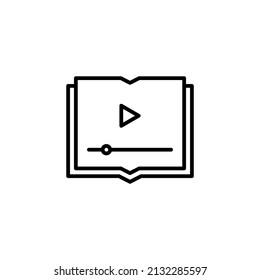 Video Lesson Service line flat vector icon. Digital online education