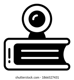 video lesson vector glyph icon, school and education icon