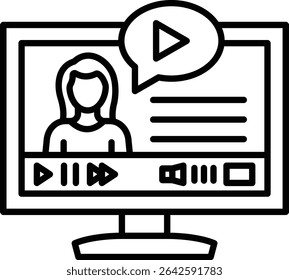 Video lesson vector icon. Can be used for printing, mobile and web applications.