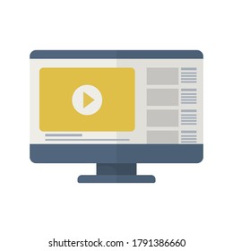 Video lessons flat icon. Online education illustration. Vector.