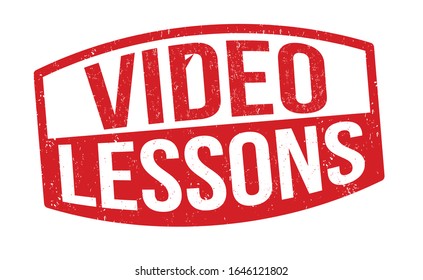 Video lessons sign or stamp on white background, vector illustration