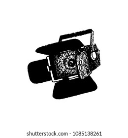 Video light equipment hand drawn isolated on white vector illustration