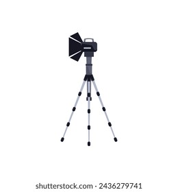 Video light on tripod. Vector illustration showcasing a professional video recording light with barn doors on an extendable tripod, perfect for filming and studio work
