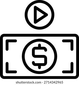 Video Vector de ilustración de icono de línea