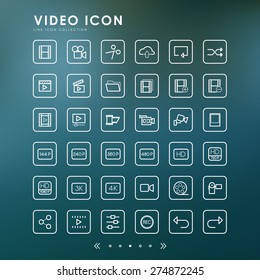 video line icons with blur background