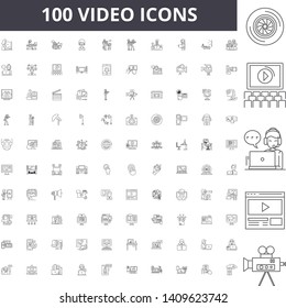 Video line icons, signs, vector set, outline illustration concept 