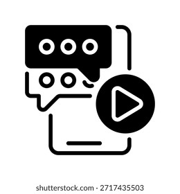 Video Icono de línea del Chat en vivo Video, símbolo de esquema para conferencia, llamada, reunión remota, entrevista virtual y seminario web social. Icono de signo de Vector.
