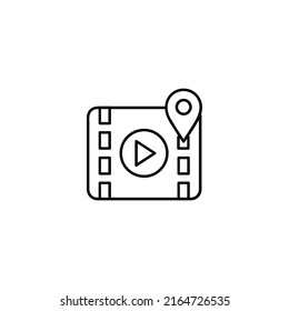 Video location line icon design isolated on white background