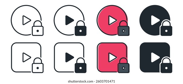Video lock, copyright protection icon. Illustration vector