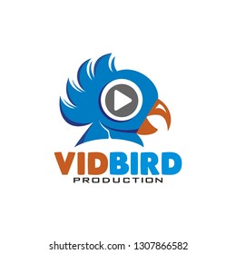 Video logo with bird icon concept