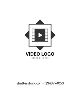 Video logo template design. Video logo with modern frame isolated on white background