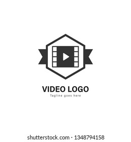 Video logo template design. Video logo with modern frame isolated on white background