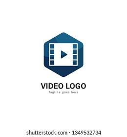 Video logo template design. Video logo with modern frame isolated on white background