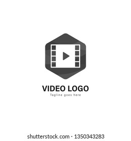 Video logo template design. Video logo with modern frame isolated on white background