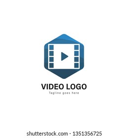Video logo template design. Video logo with modern frame isolated on white background
