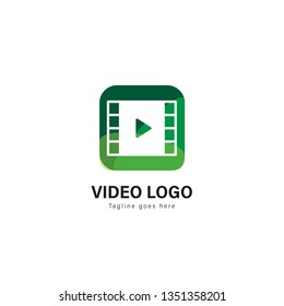 Video logo template design. Video logo with modern frame isolated on white background