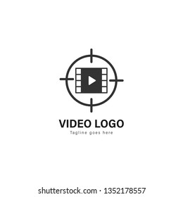 Video logo template design. Video logo with modern frame isolated on white background