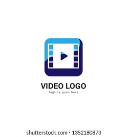 Video logo template design. Video logo with modern frame isolated on white background