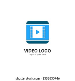 Video logo template design. Video logo with modern frame isolated on white background