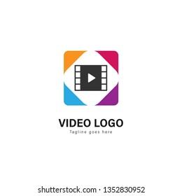 Video logo template design. Video logo with modern frame isolated on white background