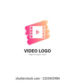 Video logo template design. Video logo with modern frame isolated on white background