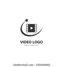 Video logo template design. Video logo with modern frame isolated on white background