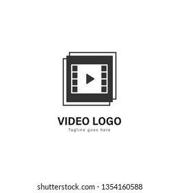 Video logo template design. Video logo with modern frame isolated on white background