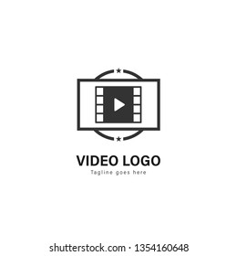 Video logo template design. Video logo with modern frame isolated on white background