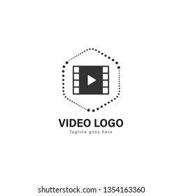 Video logo template design. Video logo with modern frame isolated on white background