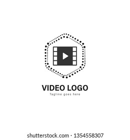 Video logo template design. Video logo with modern frame isolated on white background
