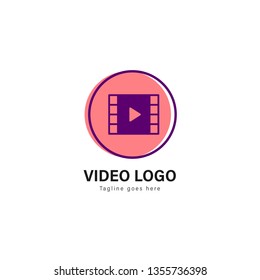 Video logo template design. Video logo with modern frame isolated on white background