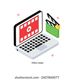 Video Loops Concept isometric Style Illustrations. Eps 10 File