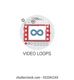 Video Loops Player Multimedia Icon Vector Illustration