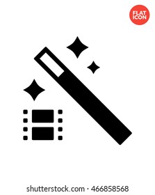 Video with Magic wand Icon Flat Style Isolated Vector Illustration